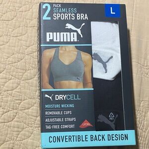 Puma Seamless Sports Bra 2-Pack - White and Black